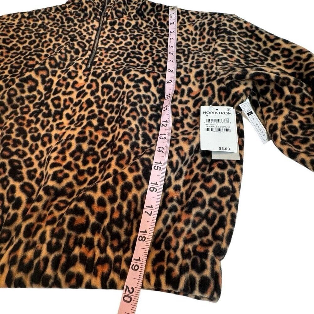 New Nordstrom Bundle Leopard Fleece& Doggy Crop Sweatshirt XS Black Tan - Picture 7 of 10